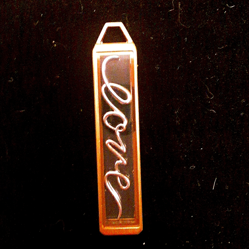 Vertical living locket with "love"